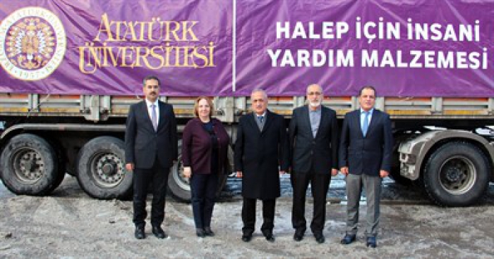 Atatürk Üniversitesi Halep’e yardım tırları gönderdi