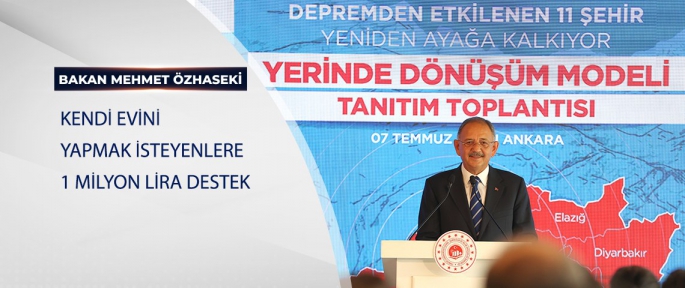 BAKAN ÖZHASEKİ: KENDİ EVİNİ YAPMAK İSTEYENLERE 1 MİLYON LİRA DESTEK