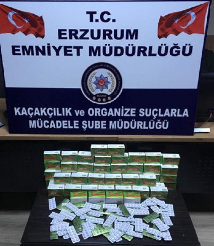 Erzurum'da 9 bin 400 adet tablet ele geçirildi