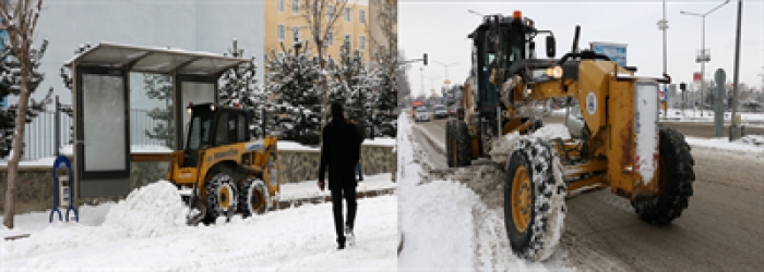 Erzurum’da karla mücadele