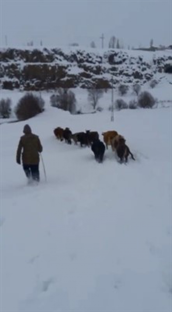 Erzurum’da Nisan ayında kış çilesi