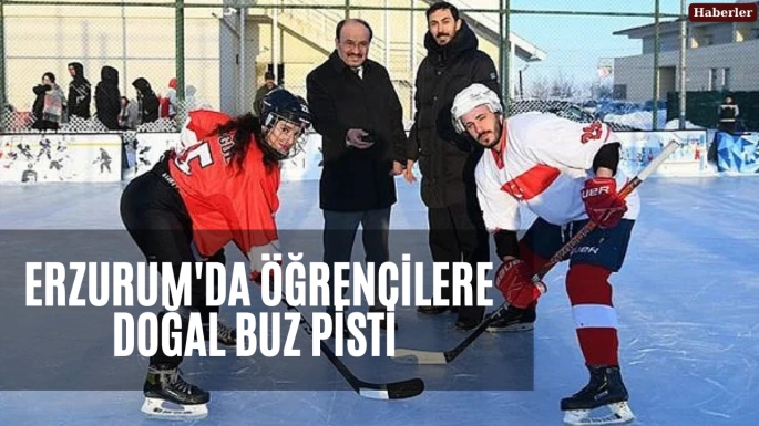 Erzurum'da öğrencilere doğal buz pisti 