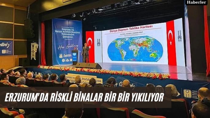 Erzurum'da riskli binalar bir bir yıkılıyor