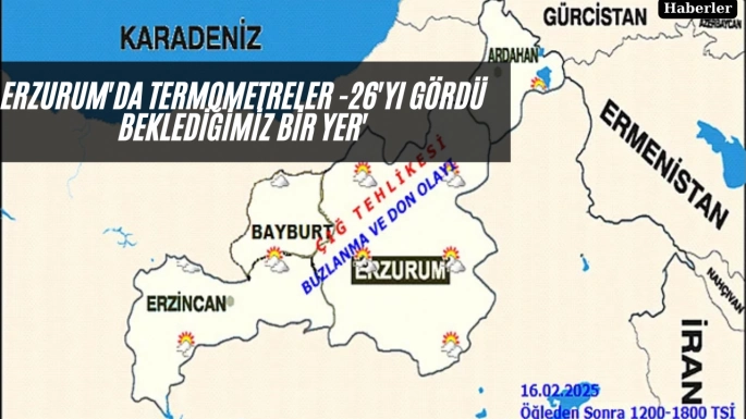 Erzurum'da termometreler -26'yı gördü