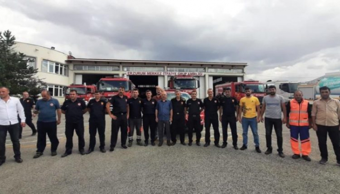 Erzurum itfaiye ekipleri Antalya için yola çıktı