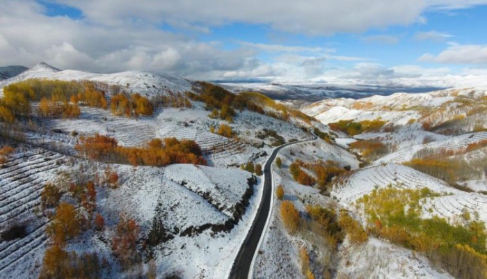 Erzurum ormanlarında kış ve sonbaharın renkleri görsel şölen yaşattı