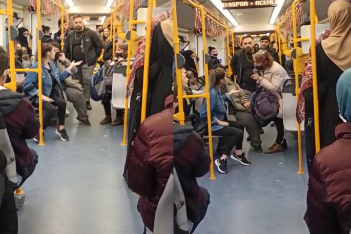 Metroda maske takmayan gençleri uyaran yaşlı kadına hakaret